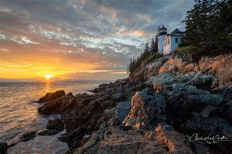 Cliff view of Bass Harbor Head Lighthouse, USA