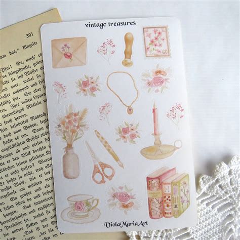 Vintage Treasures Bujo Sticker Sheet Bullet Journal Sticker Etsy