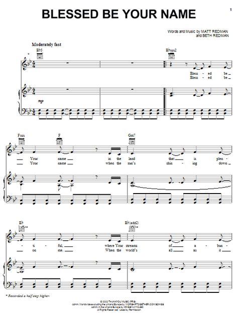 Matt Redman Blessed Be Your Name Sheet Music And Pdf Chords 2 Page