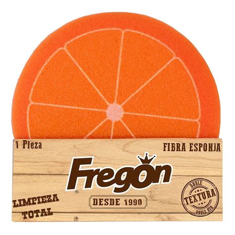 Fibra Esponja Freg N Doble Textura Naranja Pza Bodega Aurrera