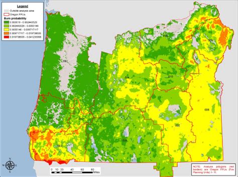 Map Of Oregon Fpus Showing Burn Probability Outputs From The Fsim