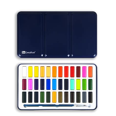 Watercolor Full Pan Set 36 Colors With Simple Tin Becreative