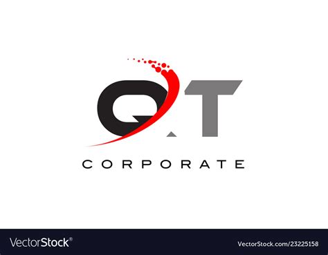 Qt modern letter logo design with swoosh Vector Image