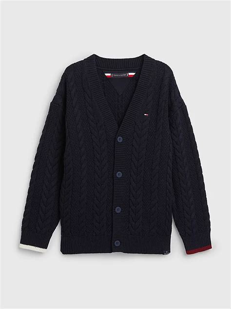 Essential Cable Knit Cardigan Blue Tommy Hilfiger