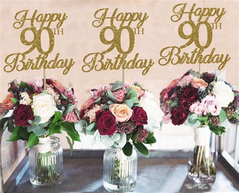 90th Birthday Centerpiece 90 Centerpiece 90th Birthday Decor Etsy