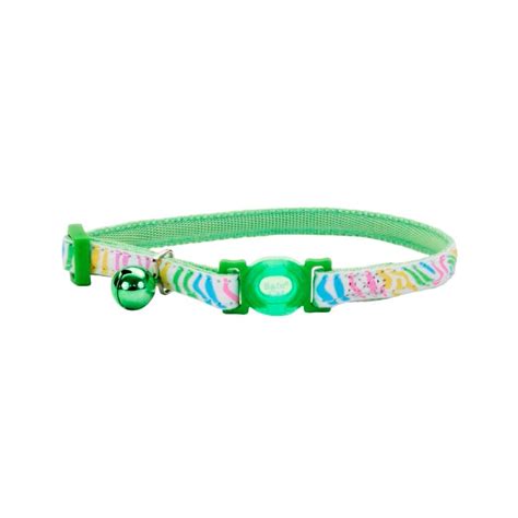 Safe Cat Collar Reflectivo Para Gato Color Verde Con Diseño Kemik