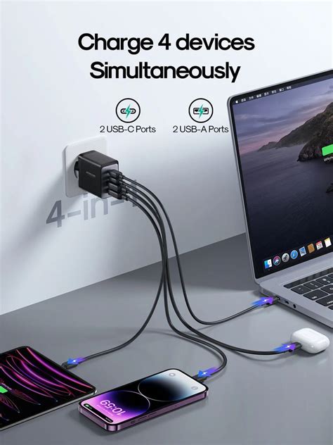 Joyroom snabbladdare GaN Ultra 67W med USB C kabel 100W mörkgrå