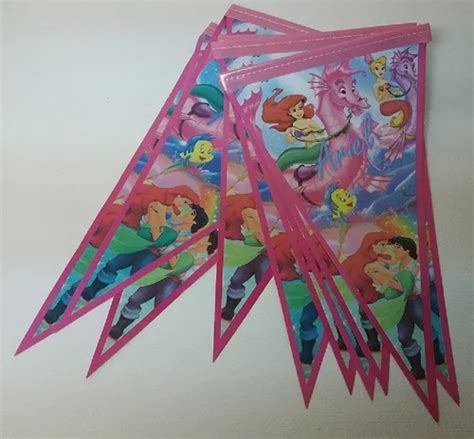 25 Globos Latex 10 Banderines Impresos Ariel La Sirenita En Venta En