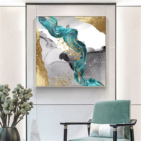 Gold Kunst Abstrakte Gem Lde Auf Leinwand Kunst Gold Smaragd Etsy