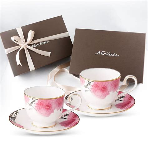 【noritake】紅纓花瓣金邊骨瓷 咖啡對杯新品上市 禮盒組