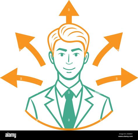 Business Man And Arrows In Different Directions Vector Illustration