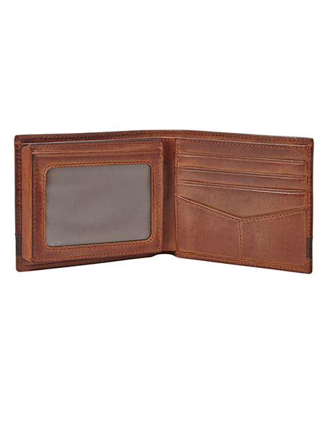 Fossil Leather Bi Fold Wallet In Brown For Men Lyst