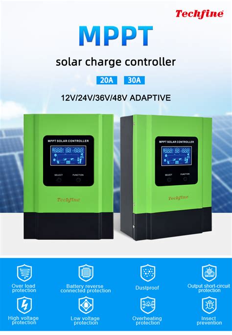 Techfine New Design Solar Panel 12 V 24v 48v Charger Controller 30