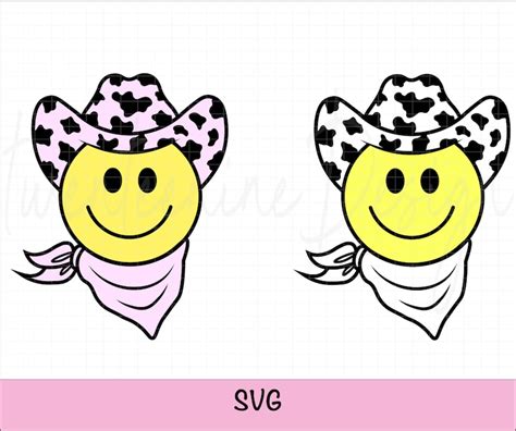 Cowboy Smiley Svg Cowboy Hat Svg Smiley Face Western Etsy