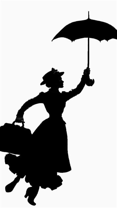 Mary Poppins Flying Silhouette Vector