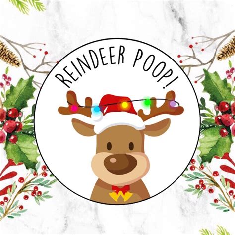 Cute Reindeer Poop Children Sticker Merry Christmas Candy Etsy