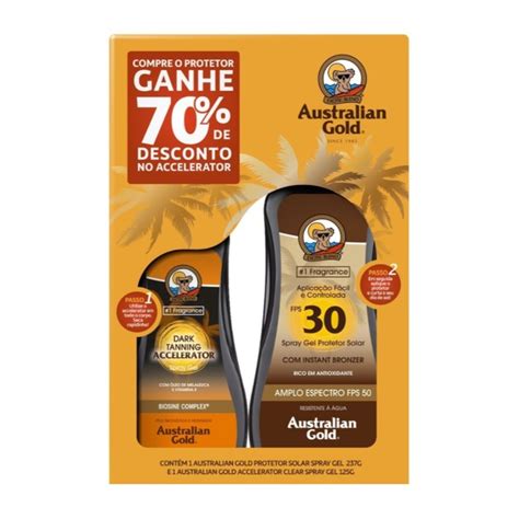 Kit Protetor Solar Australian Gold Instant Bronze Fps Acelerador De