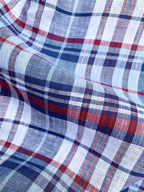 Red And Blue Plaid Lux Linen Fabric Woodies Clothing