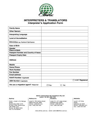 Fillable Online Interpreters Translators Interpreters Application