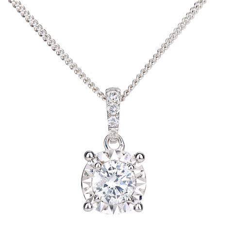 Sparkld 18ct White Gold 028ct Diamond Solitaire Pendant Necklace