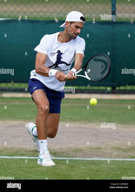 Novak Djokovic In Action During His Practice Session On Day Eight Of