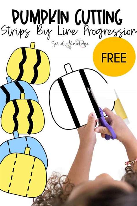 Free Printable Cutting Strips By Line Progression Pumpkin Theme