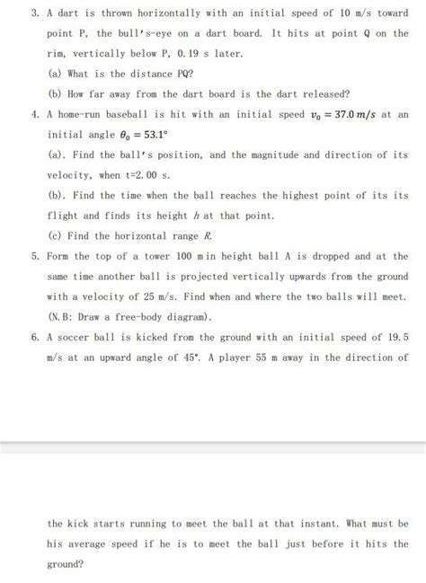 Solved A Dart Is Thrown Horizontally With An Initial Chegg
