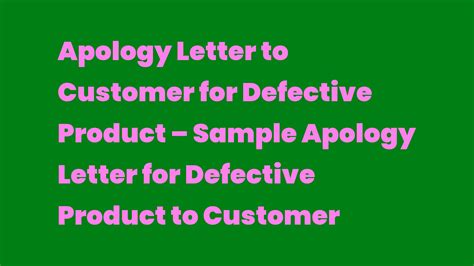 Apology Letter To Customer For Defective Product Sample Apology