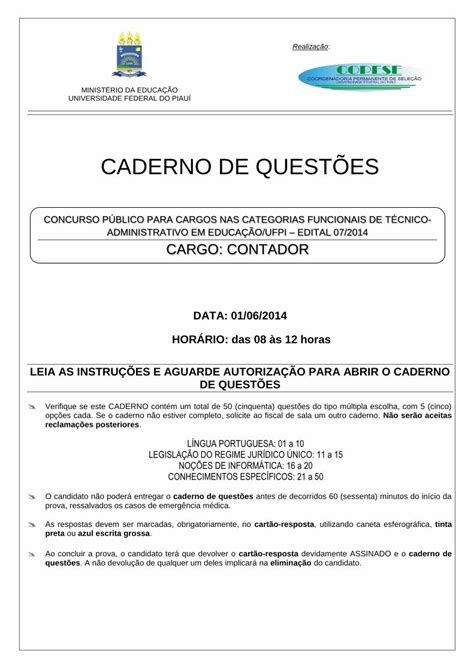 PDF CADERNO DE QUESTÕES qconcursos O candidato não poderá