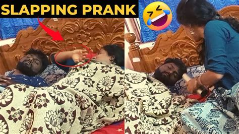 Slapping Prank On Husband 🤪 He Got Angry😂 Gokul Keerthi Vibes Youtube