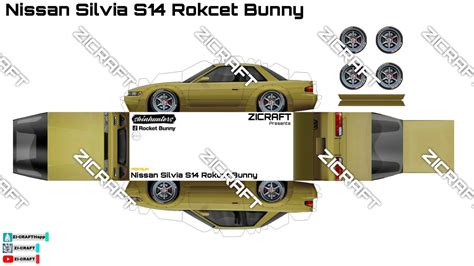 Paper Car Nissan Silvia S14 Rokcet Bunny In 2024 Paper Car Nissan Paper