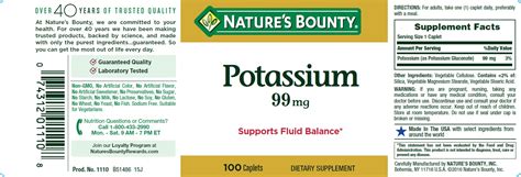 Nature S Bounty® Potassium Gluconate 99mg 100 Caplets