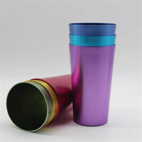 Custom Travel Camping Colorful 16 Oz Anodized Aluminum Cup Aluminum Mug