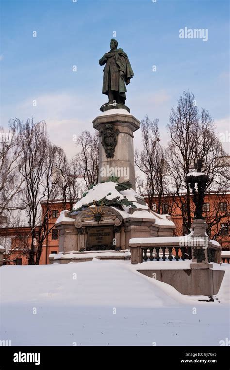 Statue Of Polish Poet Adam Mickiewicz On Krakowskie Przedmiescie Street