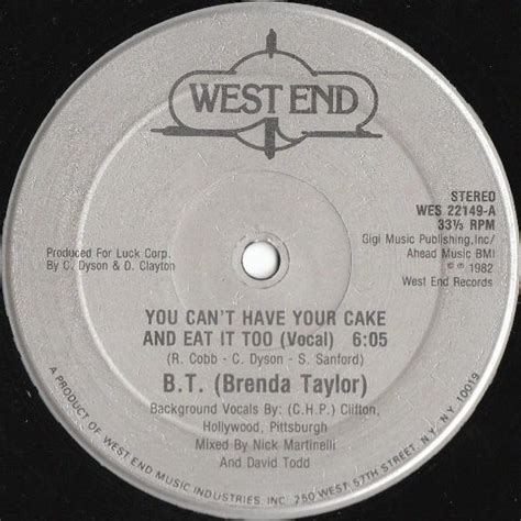 B T Brenda Taylor You Cant Have Your Cake And Eat It Too 1982