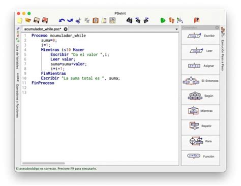 Ejemplo de Pseudicódigo en el programa PseInt Download Scientific