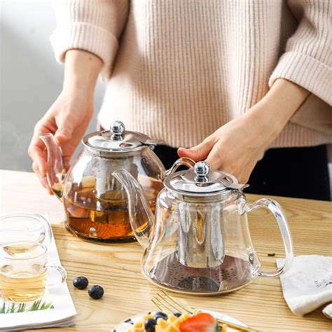 1l Induction Cooker Borosilicate Electromagnetic Glass Teapot 304 Stainless Steel Filter Flower