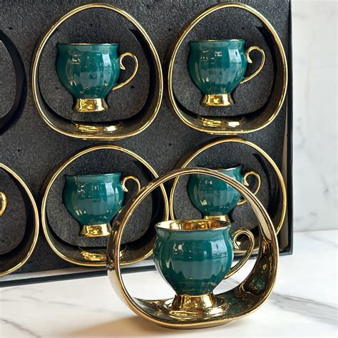 Green & Gold " 6 Cup Coffee Cups " – Royal Roastery NOLA