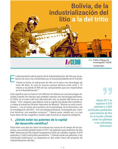 Bolivia De La Industrializaci N Del Litio A La Del Tritio La Nueva Cedib