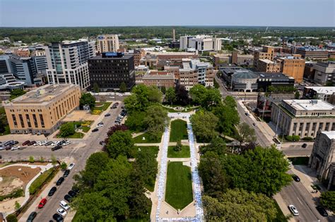 drone images capture global art installation  downtown kalamazoo