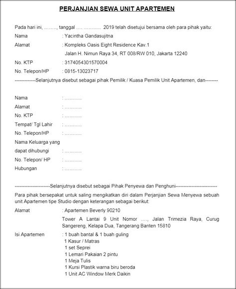 Contoh Format Surat Perjanjian Pinjam Barang Alianaaddayala