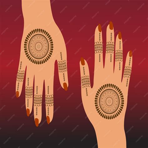 Premium Vector Henna Mehndi Hands Vector Illustration Hand Drawn