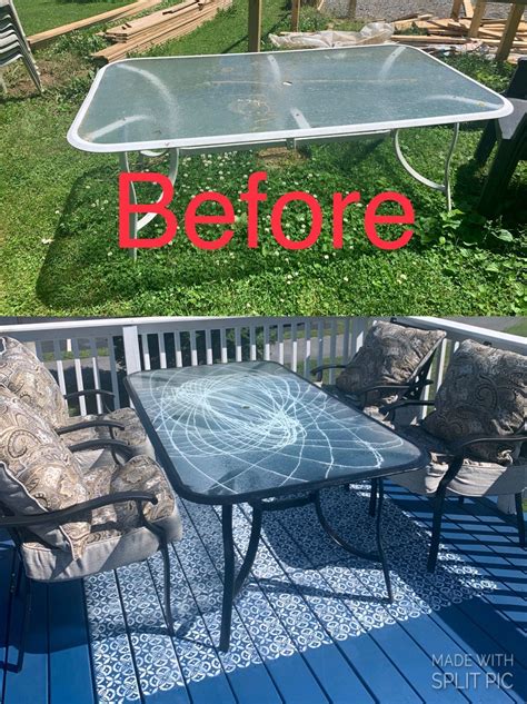 Refinished Glass Patio Table Diy Patio Table Patio Table Diy Table