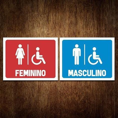 Placa De Banheiro Masculino E Feminino Conjunto Sinalizo