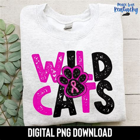 Wildcats Paw Print Pink Breast Cancer Awareness School Spirit Png Design Digital Download