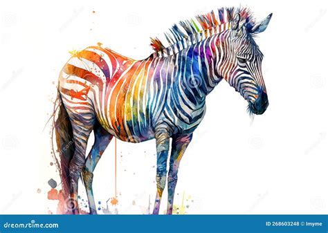 Pintura Zebra Aquarela Isolada Em Branco Ai Generativo Ilustração