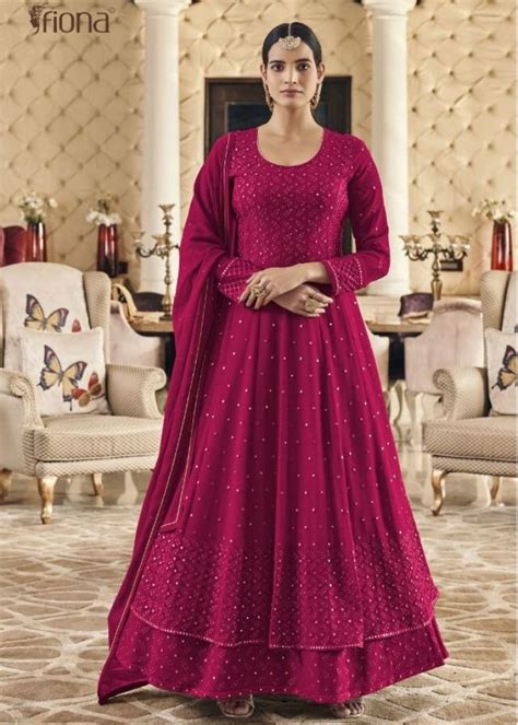 Fiona Sachi Designer Heavy Faux Georgette With Embroidered Anarkali