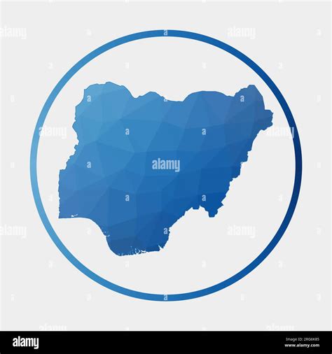 Nigeria Icon Polygonal Map Of The Country In Gradient Ring Round Low