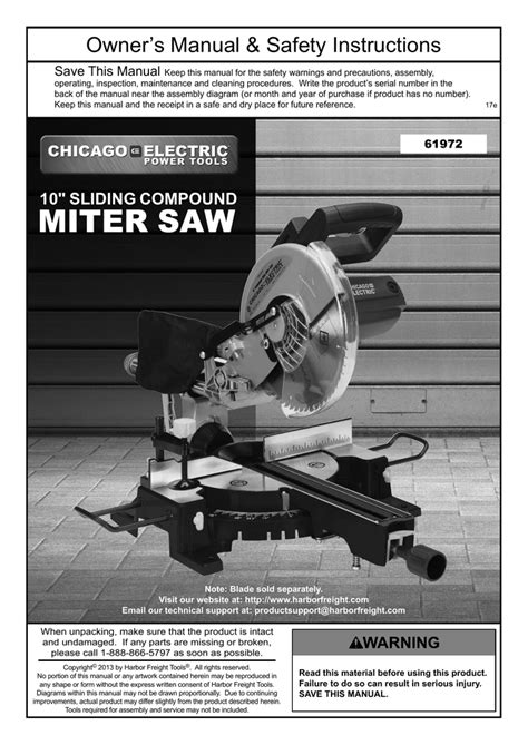 Chicago Electric 12 Miter Saw Parts List