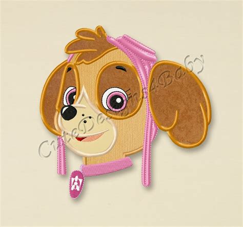 Paw Patrol Skye Head Applique Embroidery Design Paw Patrol Etsy